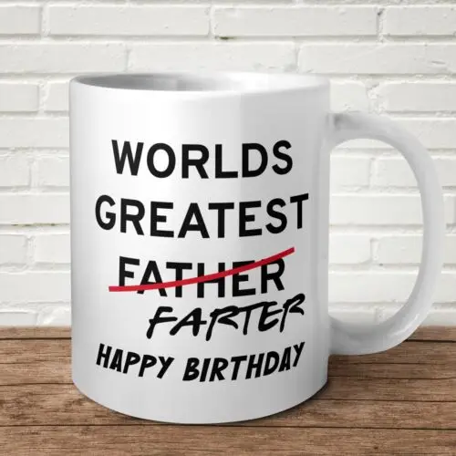 Worlds Greatest Farter Mug Happy Birthday Father Dad Funny Gift Present Offensiv