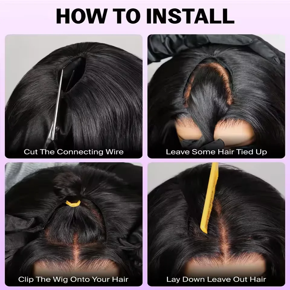 V جزء الجسم موجة شعر مستعار 12-32 بوصة ترقية U جزء الباروكات البرازيلي آلة الشعر البشري صنع الباروكات اللون الطبيعي صالح لجميع أحجام الرأس #4