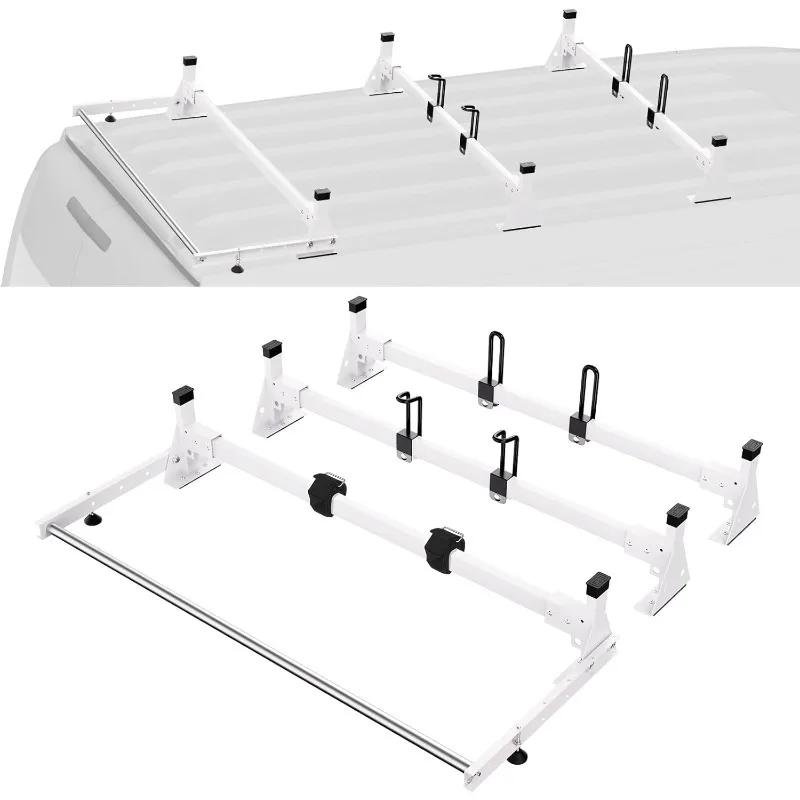 VEVOR Van Roof Ladder Racks 54", 800 lbs Capacity Heavy-Duty Steel Roof Racks for Van, Drilling Racks Fit with Cargo Roller