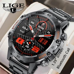 LIGE Military Men Outdoor Sports Smart Watch 1.39“HD Bluetooth Calling Full Touch Screen IP68 Waterproof Blood Oxygen Smartwatch