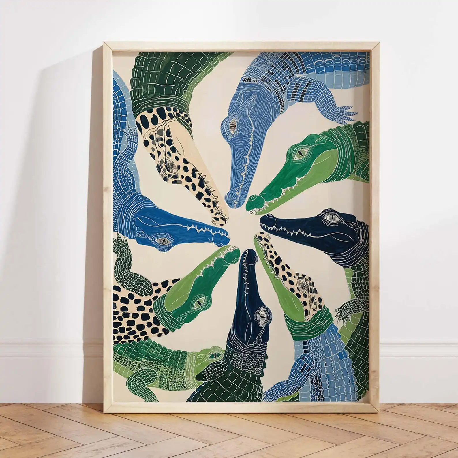 Retro Abstract Crocodile Canvas Wall Art Print Frameless Alligator Canvas Poster for Bathroom Office and Living Room Decortions