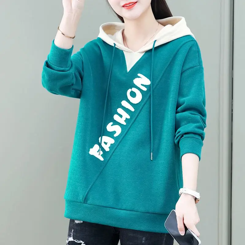 Cotton Plus Size Design Splicing Hoodie Women\'s Early Autumn Top 2022 Spring and Autumn New Loose Hooded Jacket