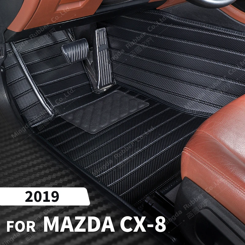 

Custom Carbon Fibre style Floor Mats For Mazda CX-8 2019 Foot Carpet Cover Automobile Interior Accessories