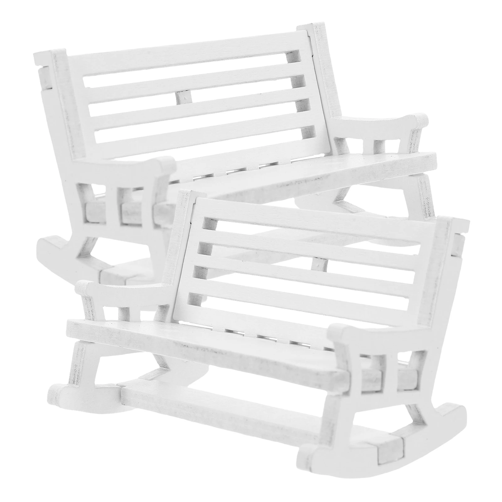 2 pçs mini cadeira de balanço ornamentos casa cadeiras internas dentro do carro madeira