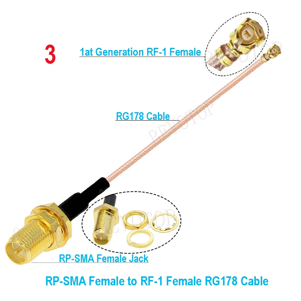 10PCS/LOT RP-SMA/ SMA Female to uFL/u.FL/IPX-1 Female Connector RF Coax Pigtail Antenna Extension Jumper RG178 SMA to IPX Cable - view 4