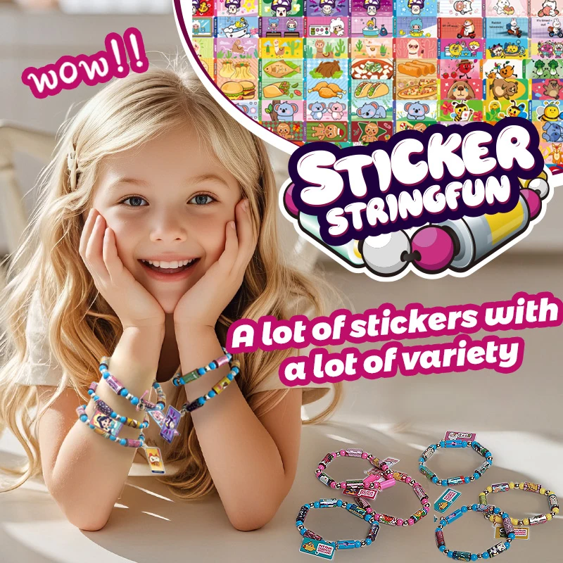 Nuevas pulseras adhesivas, tarjetas coleccionables, pegatinas creativas Diy hechas a mano con cuentas y divertidos juguetes creativos para niñas