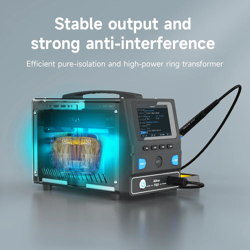 Stasiun Solder Profesional Aixun T425 250W dengan Layar IPS 3.5 inci, Temperatur Konstan & Dukungan Multi-Bahasa