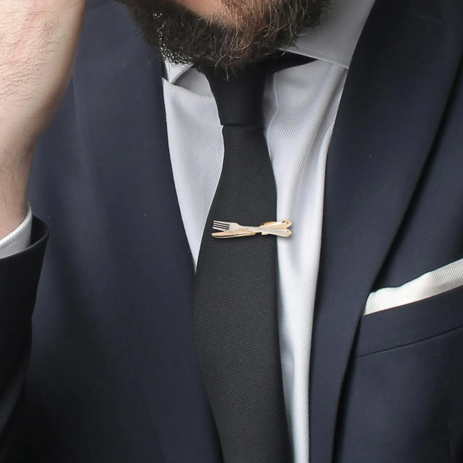 3Pcs Tie Clips for Men Copper Fork Knife Necktie Pins Novelty Set Strong Hold Wedding Business Formal Suit Accessories