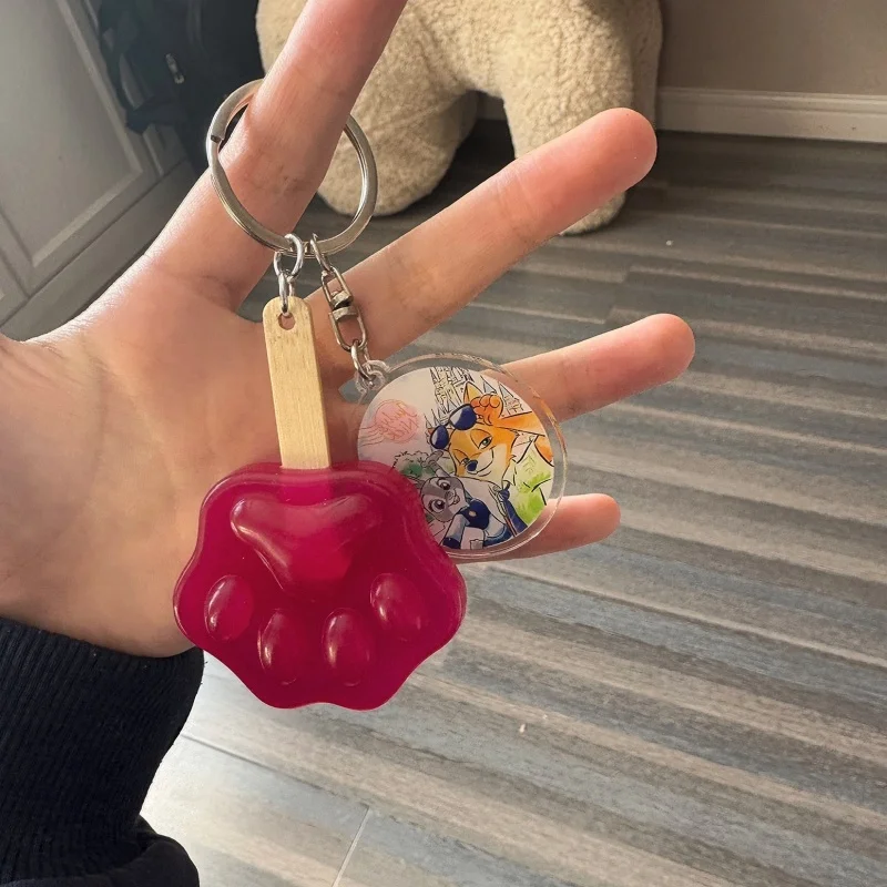 ディズニー ズートピア ジュディ・ホップス ニック・ワイルド レッドパウ アイスキャンディー型 シリコンキーホルダー 通勤バッグ 化粧バッグ 吊り下げ飾り