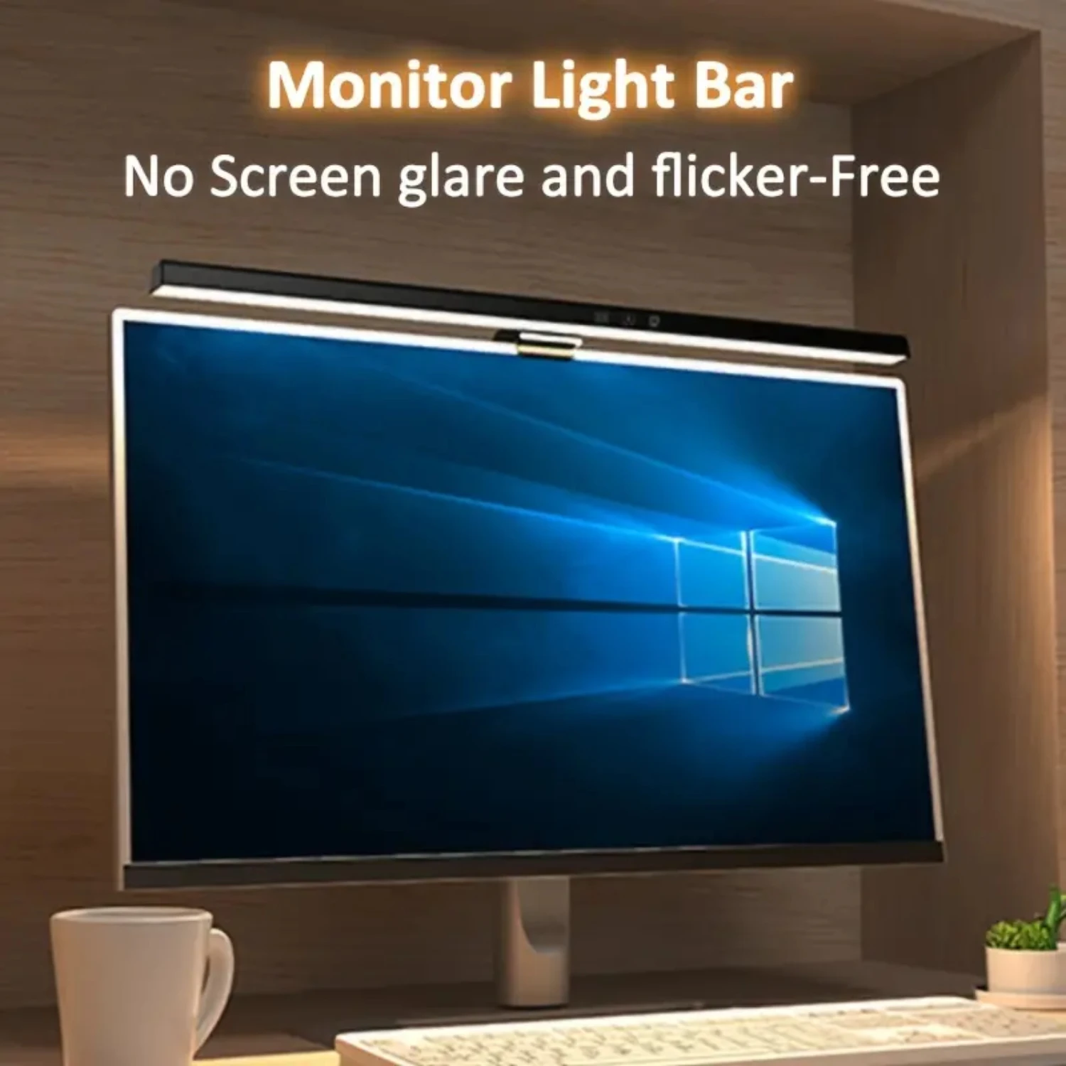 

Stylish and Elegant Matte Black Eye-Caring LED Monitor Light Bar - Touch Sensor USB Powered Computer Lamp with No Glare, 6 Color