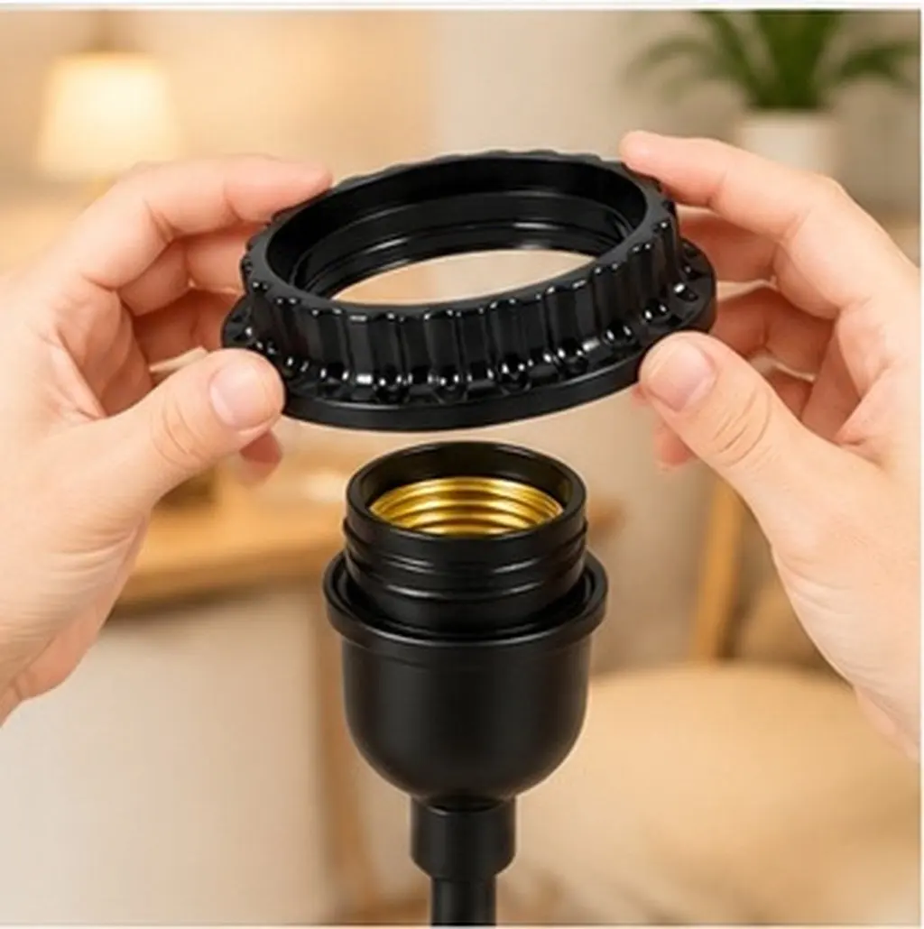 6Pcs E26 Lamp Holder Ring Light Socket Shade Collar for Table Pendant Floor Ceiling Fan Vintage Lamps Replacement Decorative