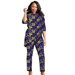 Half Sleeves Women's Shirt Patch pant African Clothes Tailored Original Design Asymmetric Hem Lady's Festival Wear