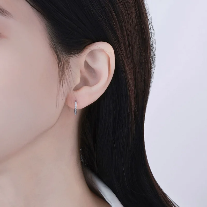 Cute 925 Sterling Silver Circle Earring 8mm/10mm Zircon earrings for Women Luxury Jewelry Christmas Gift