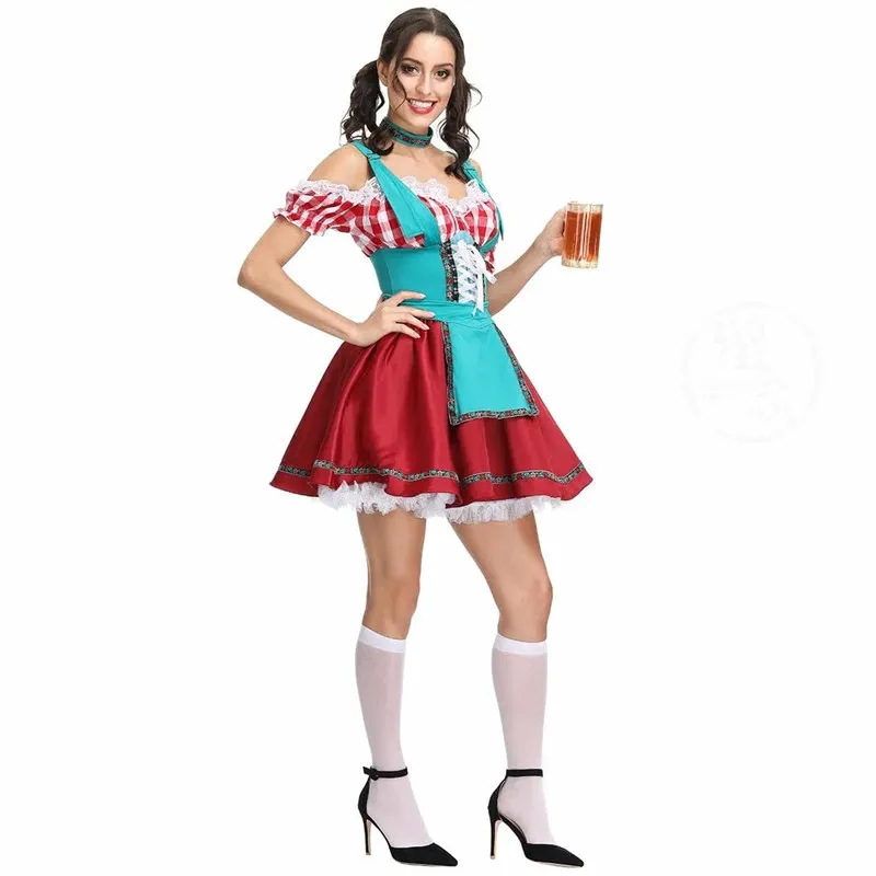 

Halloween Beer Festival Maid Costume Bar Waiter Women's Traditional Ethnic Stage Performance Clothing Spring