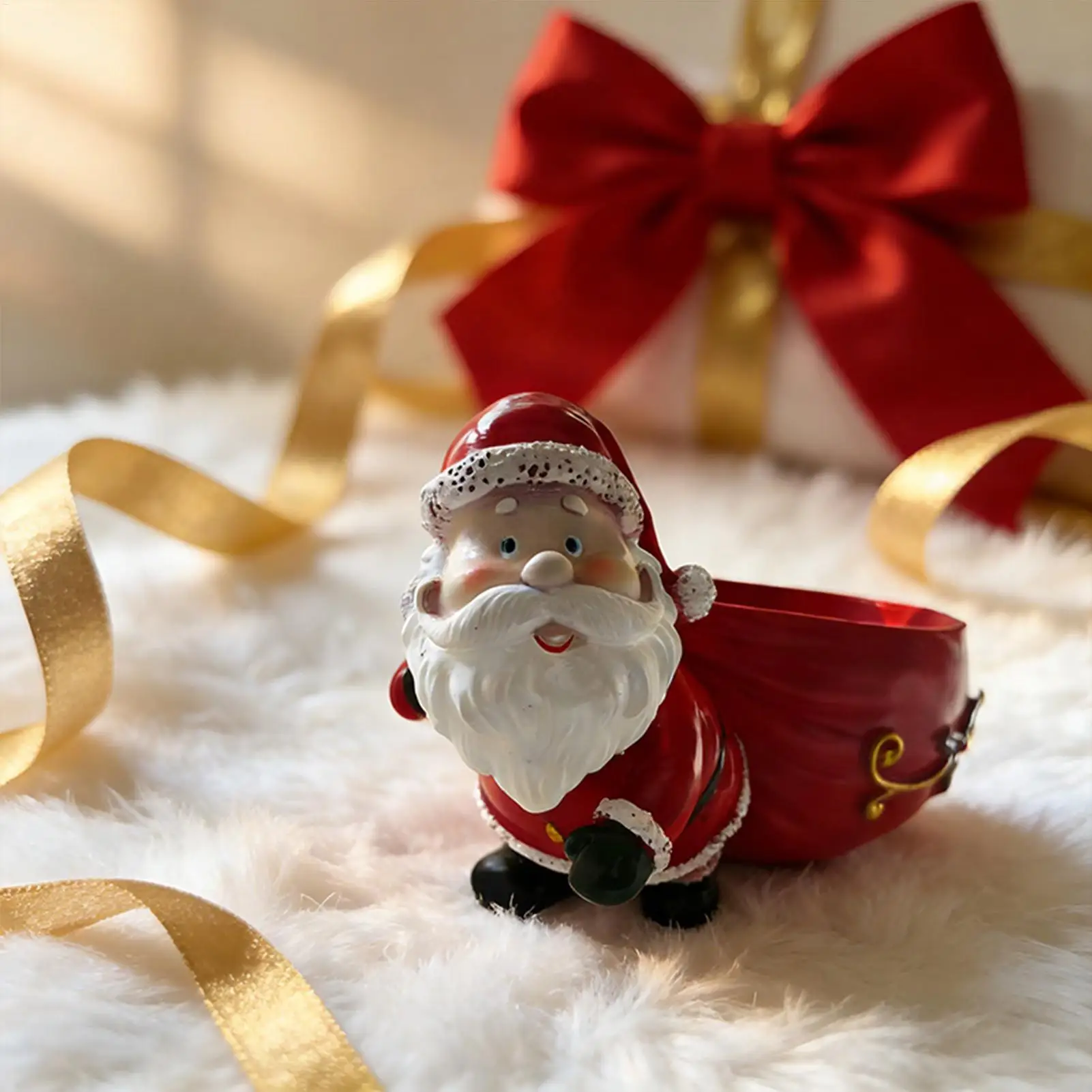 Christmas Santa Claus Design Resin Storage Container Christmas Candy Bowl for Home Party Table Entryway Festive Decoration
