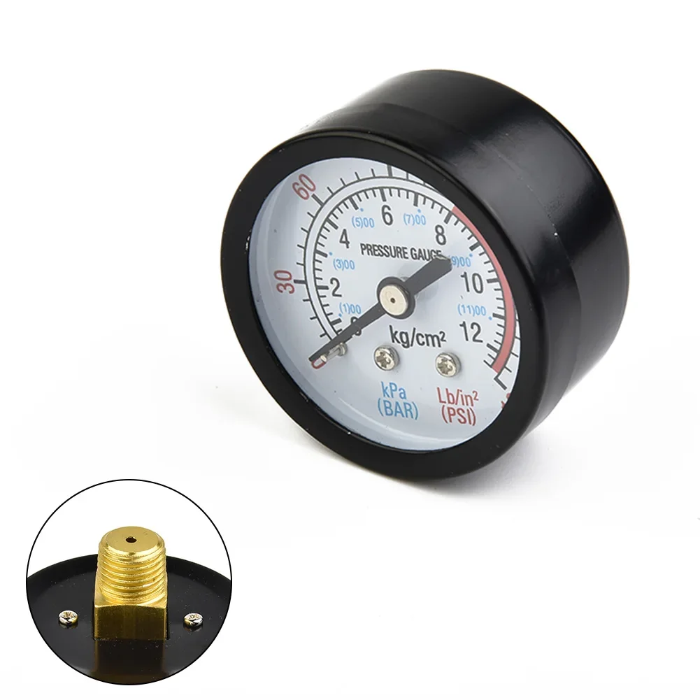 Pressure Gauge For Pneumatic Equipment 13mm 1/4 Inch For BSP 0-180 PSI 0-12Bar With Iron Housing And Clear Face