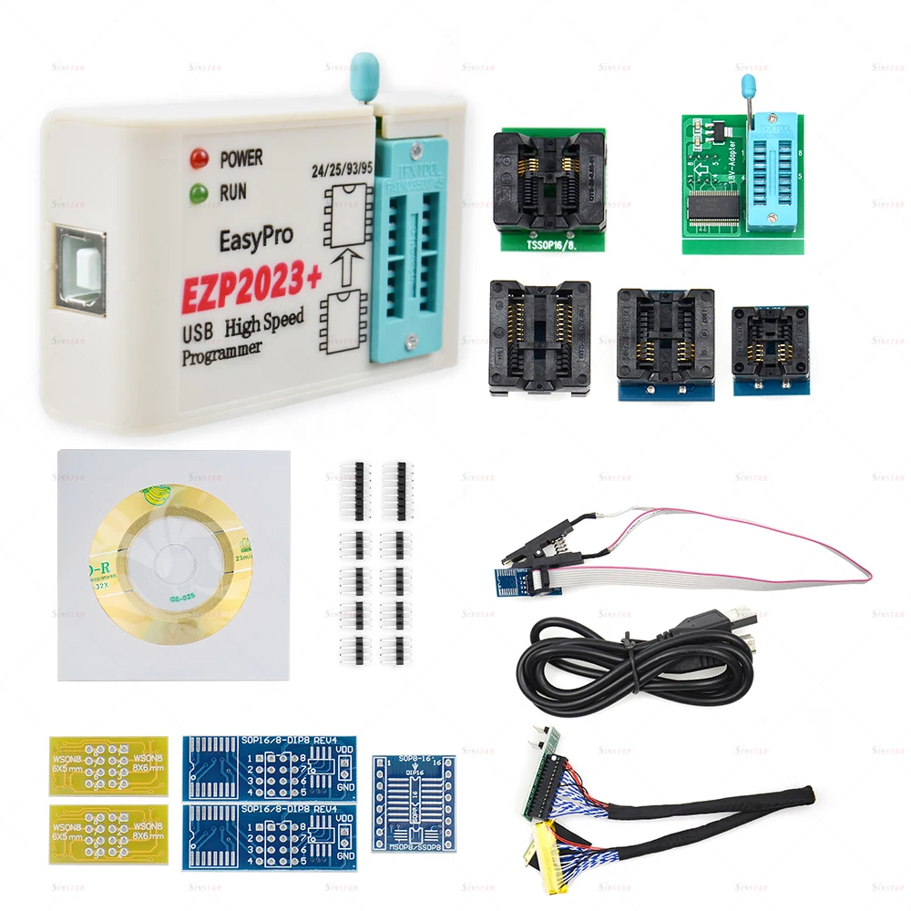 100% Original EZP2023 USB SPI Programmer with 12 Adapter Support 24 25 93 95 EEPROM Flash Bios Minipro Programming Calculator