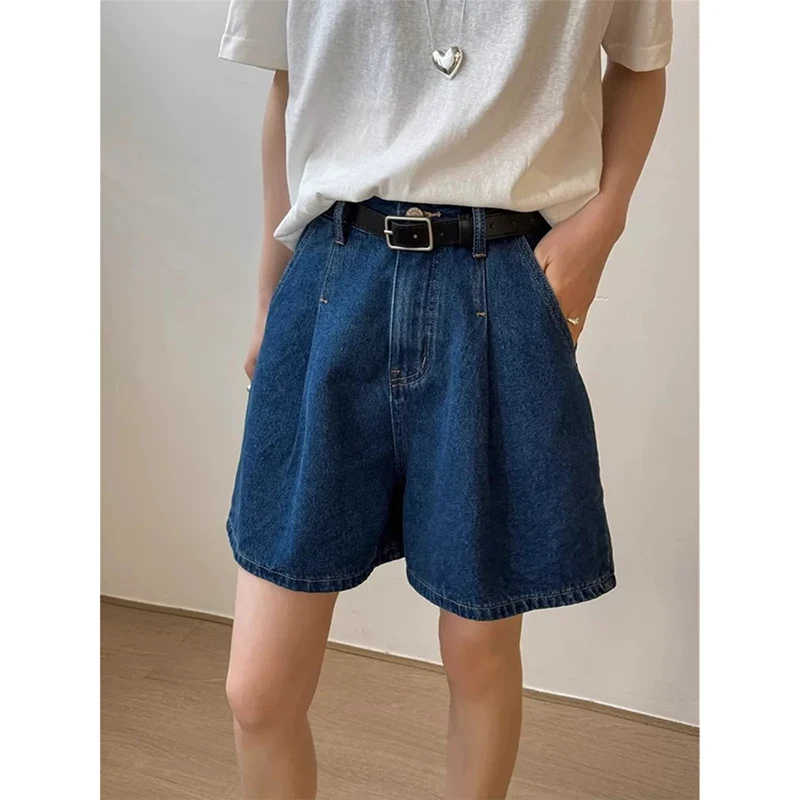 

YIBASHU Summer Women Goth Blue Academia Low Rise Jeans Shorts Y2K 90s Gyaru Coquette Japanese Harajuku Hot Denim Pants Tide New