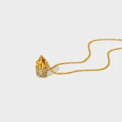 New Rhinesthon Paved Cute Design Fries Pendant Necklace 18K Gold Plated Stainless Steel Waterproof Girls Kids Jewelry Gift