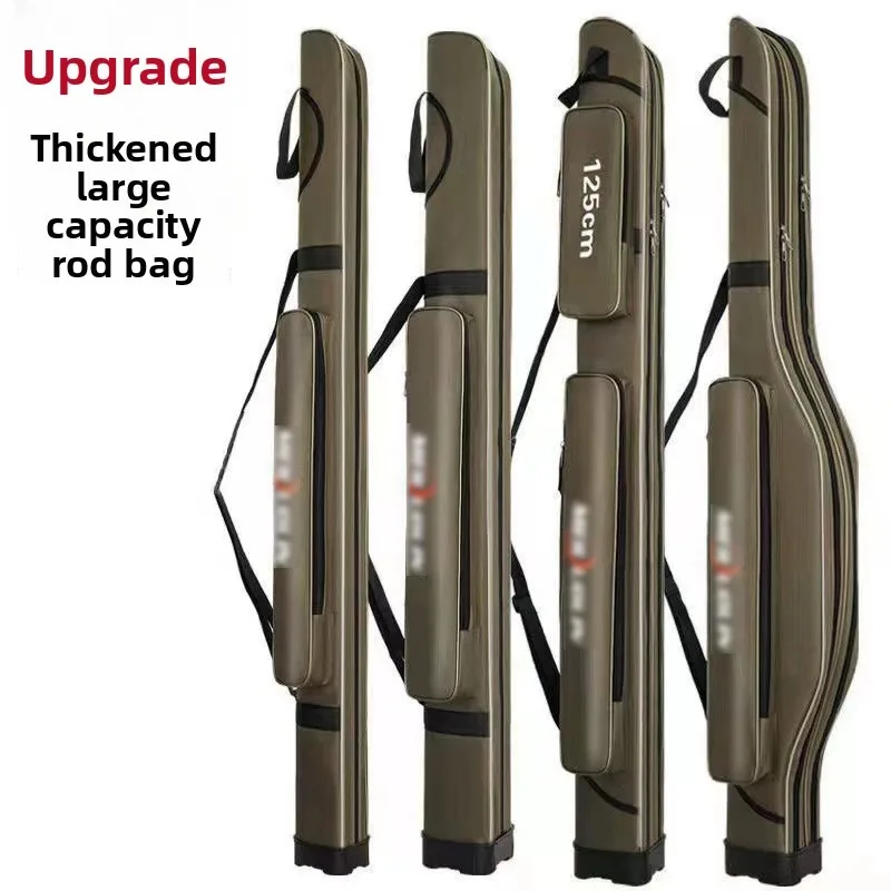 Hard Shell Fishing Tackle Bag Waterproof Multifunctional Rod Case Upgrade Double Layer 125 Centimeter Fishing Tackle Bag