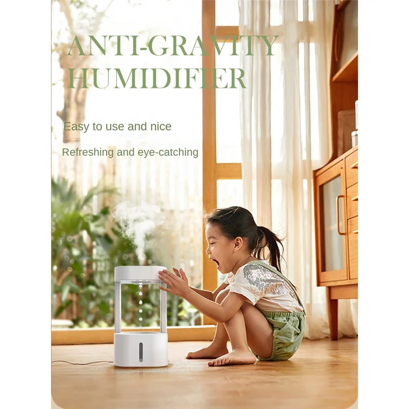 Portable Water Drop USB Humidifier Diffuser 580ML AntiGravity Humidifier Aromatherapy Mist Maker for Bedroom White Light HOT