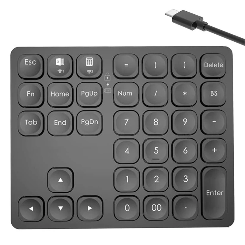 Keyboard Mini Bluetooth tanpa kabel, papan ketik Bluetooth ponsel Tablet Android Apple hitam tahan lama