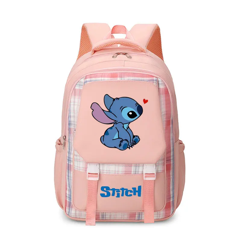 Tas sekolah Disney Stitch, tas punggung kapasitas besar Mochila kasual untuk Sekolah Dasar Sekolah Dasar wanita