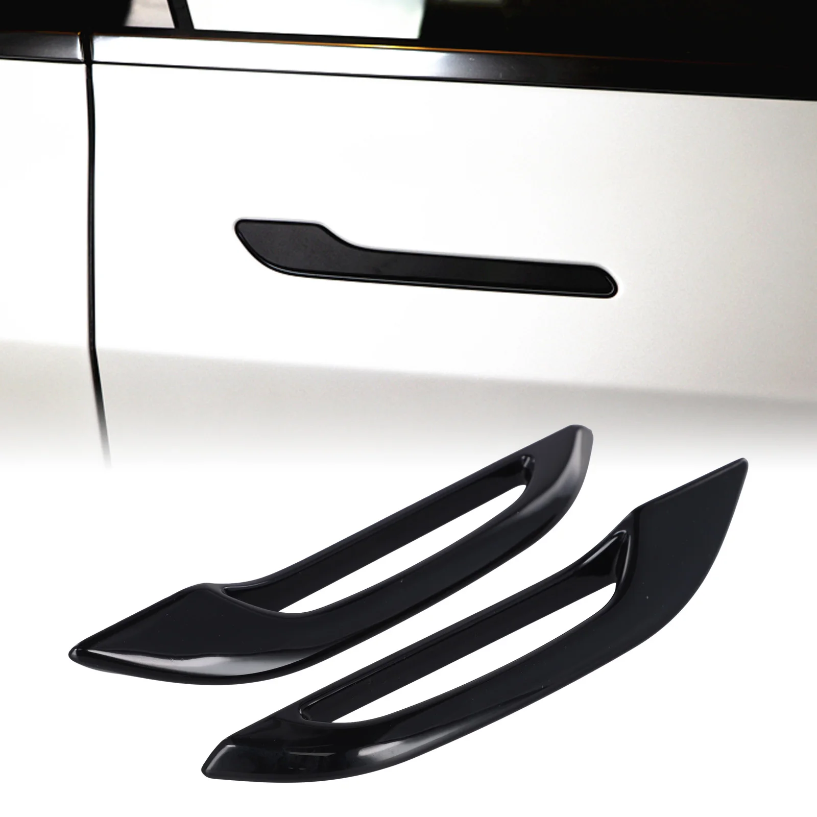 ABS Plastic Door Trim Glossy Black Door Handle Trim Double-sided Automotive Tape ABS Plastic Enhanced Aesthetics