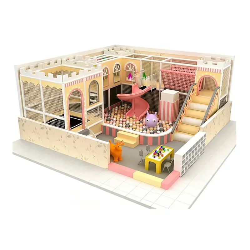 The advanced cream-themed soft play system can customize the indoor playground ball pool, suitable for family and commercial
