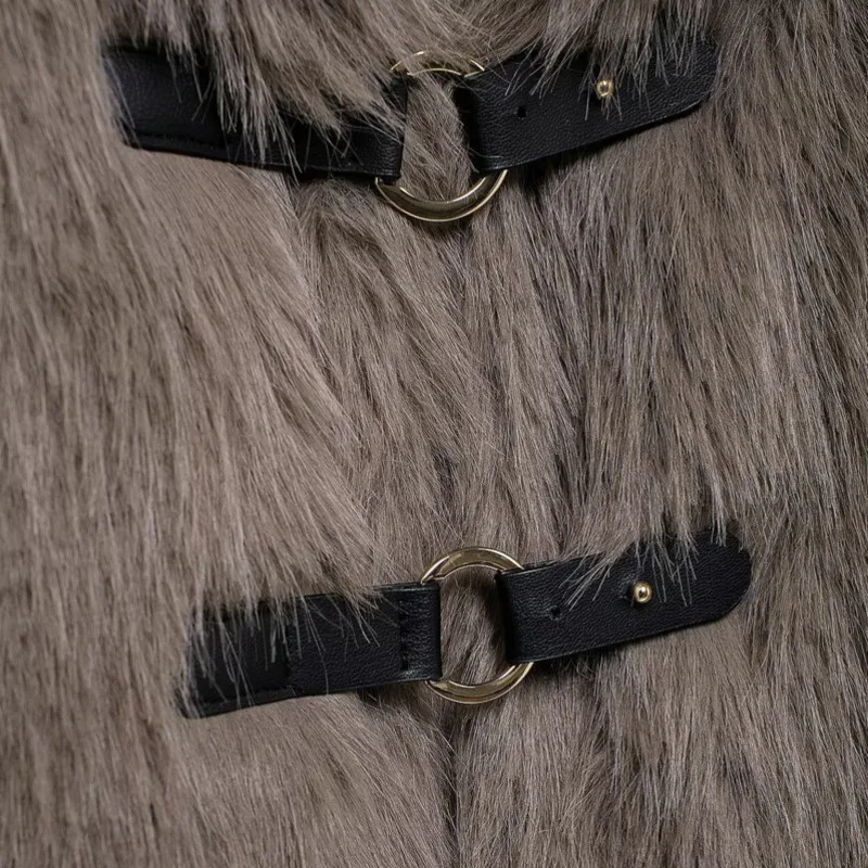 EAEOVNI Cappotto invernale da donna in pelliccia di agnello Moda bavero Cintura con bottoni Design Vintage caldo autunno inverno nuova giacca abbigliamento