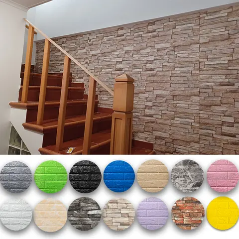 8/20pcs Self-Adhesive 3D Foam Wall Sticker Panel Waterproof Imitation Brick Wallpaper Room Decor Interior Decoration Wallpaper