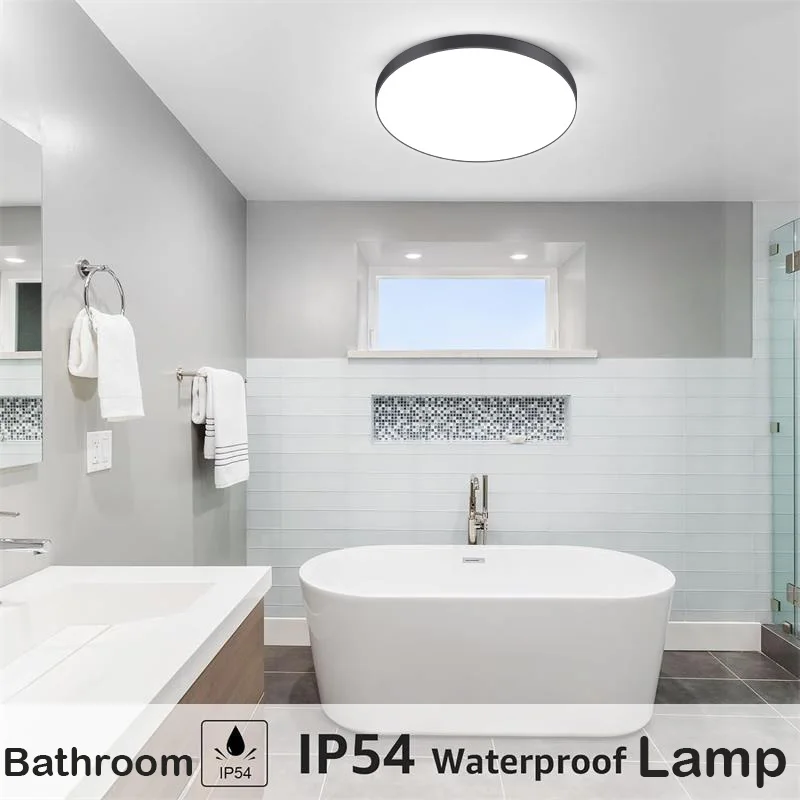 Luz de baño luces de techo Led impermeables 18W 30W 40W lámpara de techo Led redonda para cocina sala de estar balcón inodoro 110V 220V