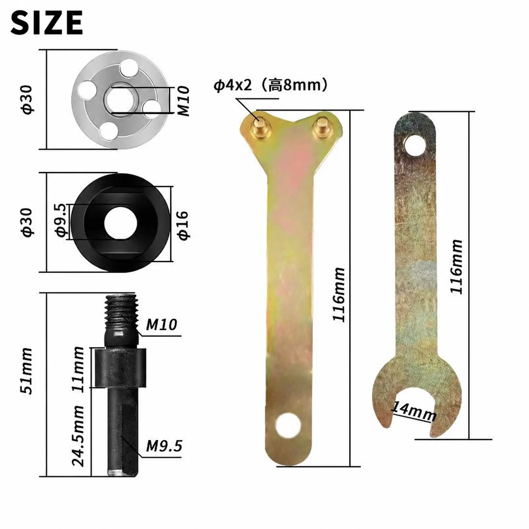 Universal Drill Adapter with Flange Nut Kit, Drill to Grinder Holder for Cutting Disc, Polishing Wheel & Metal Cutting