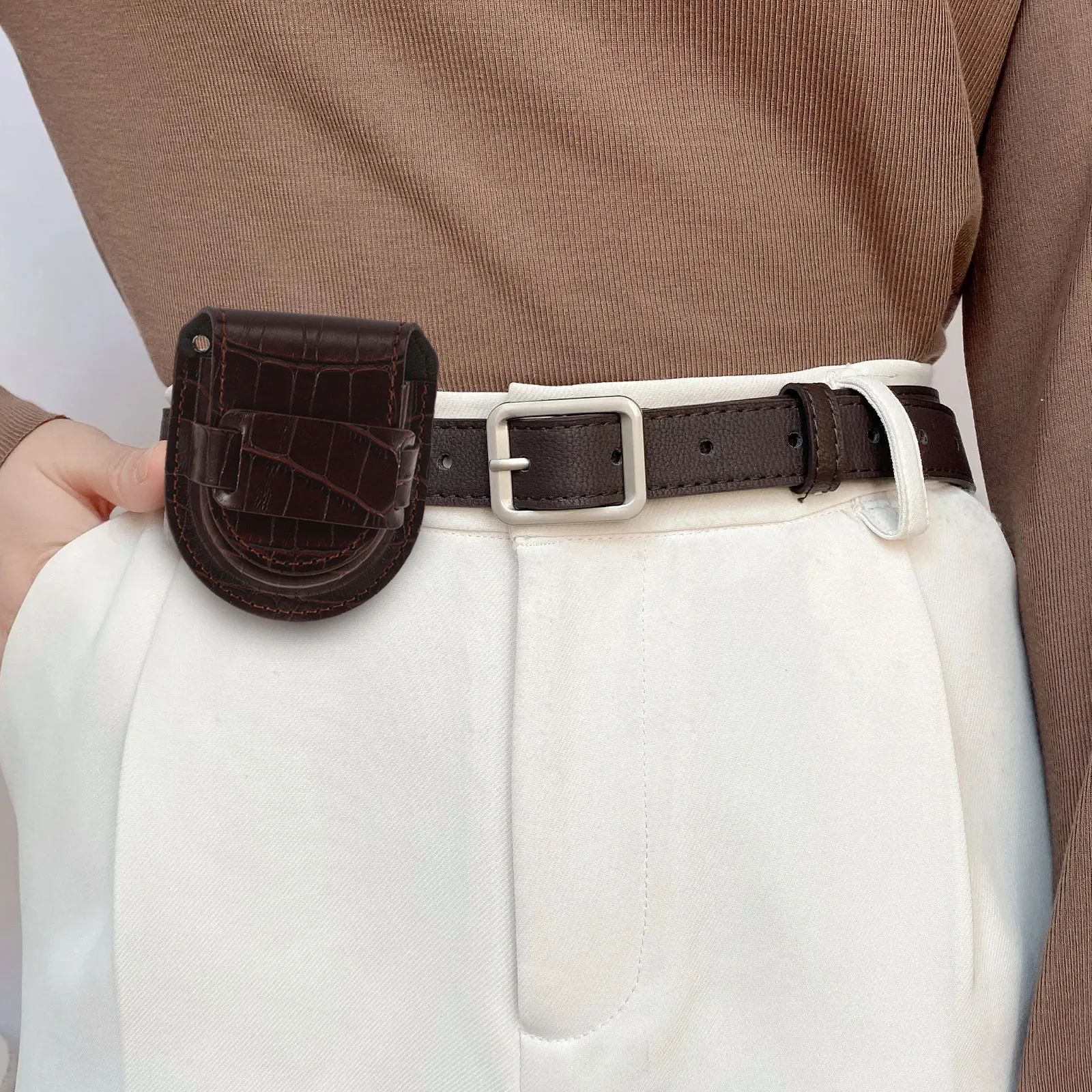 

Vintage Pocket Case Brown Pouch For Men Handcrafted Bamboo Protector Portable Organizer Durable Watch Storage Bag Watch