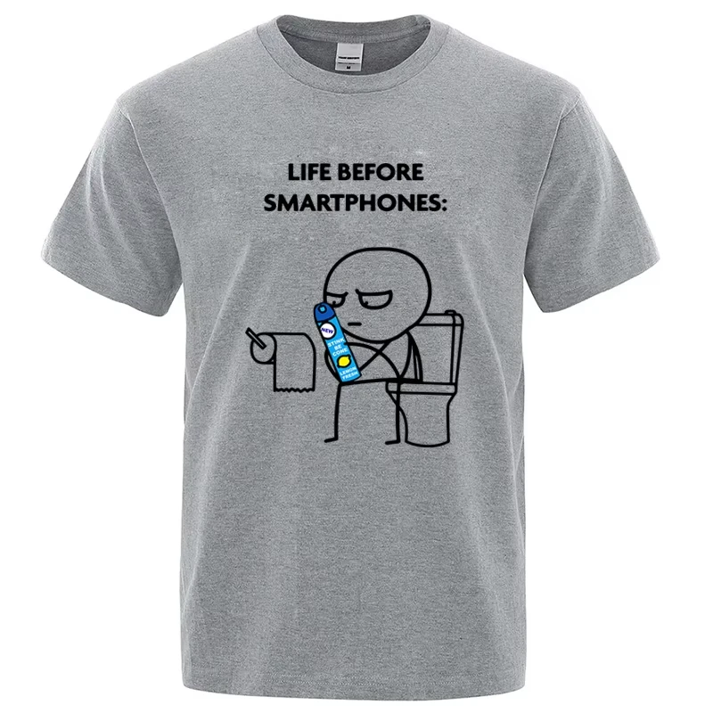 2026 New Funny LIFE BEFORE SMARTPHONES Print T-shirt Short Sleeve Streetwear Men's and Women's T-shirt Men's Top