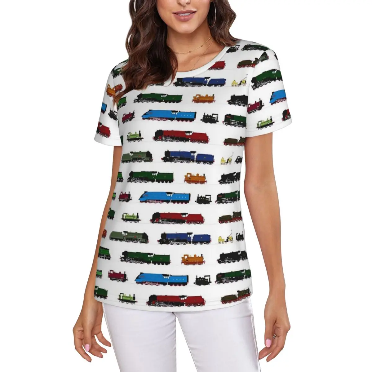 Iconic British Steam Trains T-Shirt Women Short Sleeve T Shirts O-Neck Streetwear Cotton Summer Tees Streetwear