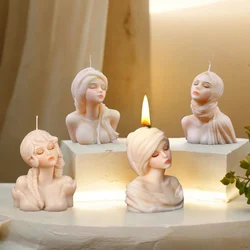3D Sweet Goddess Candle Silicone Mold Handmade Female Half Body Portrait Aromath Candle DIY Gypsum Resin Molds Home Decor Gift