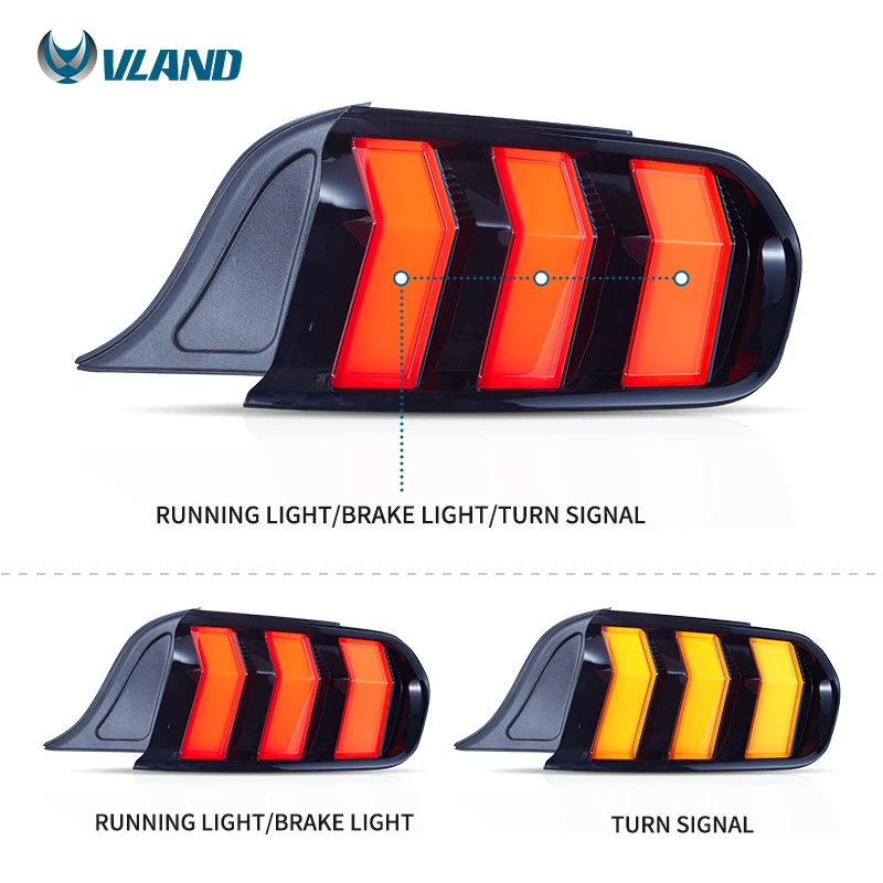 VLAND Manufacturer LED Tail Lamp light Sequential Turn Signal Rear Light 20152016 2017-UP STI VA   For Ford Mustang