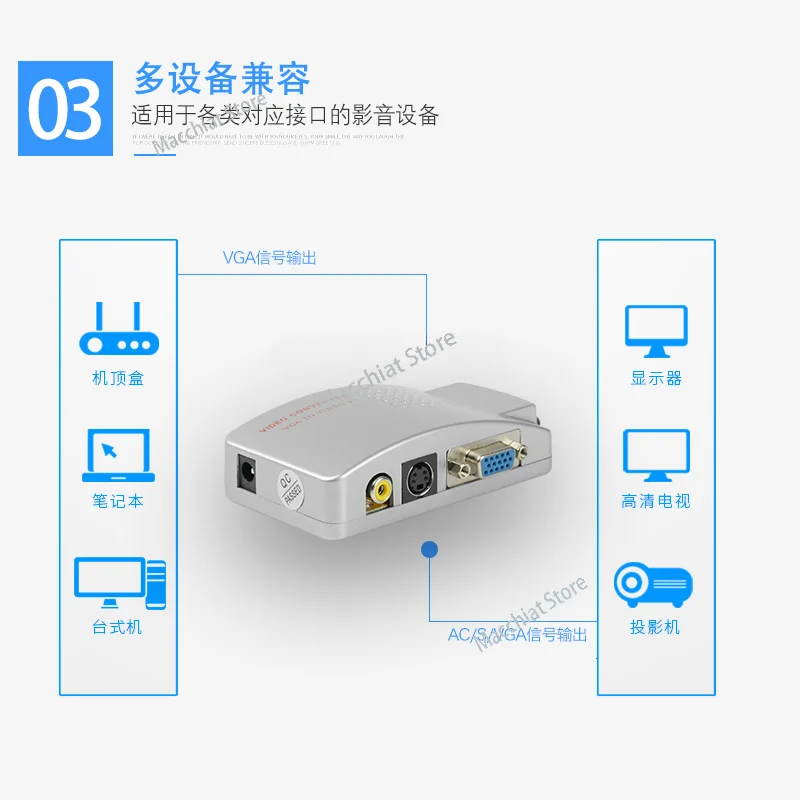 Vga To Av Converter Computer Screen  Watch TV Monitor   AV Connection Old-fashioned Set-top Box HD