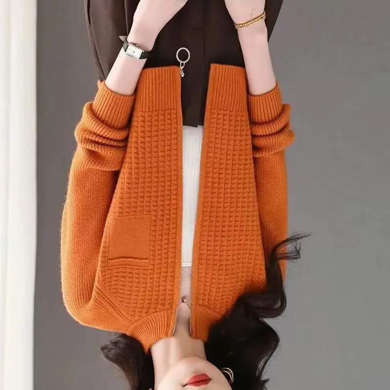 

Вязаный кардиган, куртка, женская одежда, весна-зима 2025, новый стиль, короткая верхняя одежда с воротником-стойкой, свитер, женские повседневные женские топы