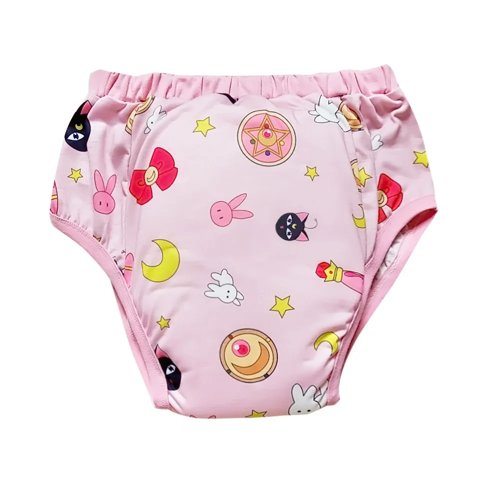 Waterproof Cotton Adult Baby Training Pants Magical girl with bow Reusable Infant Shorts Underweaer Cloth Diapers Panties Nappy