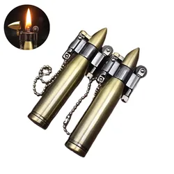 New Vintage Kerosene Antique Bullet Lighter Reusable Mini Pocket Keychain Lighter Funny Cute Cool Lighters For Smoking Gift