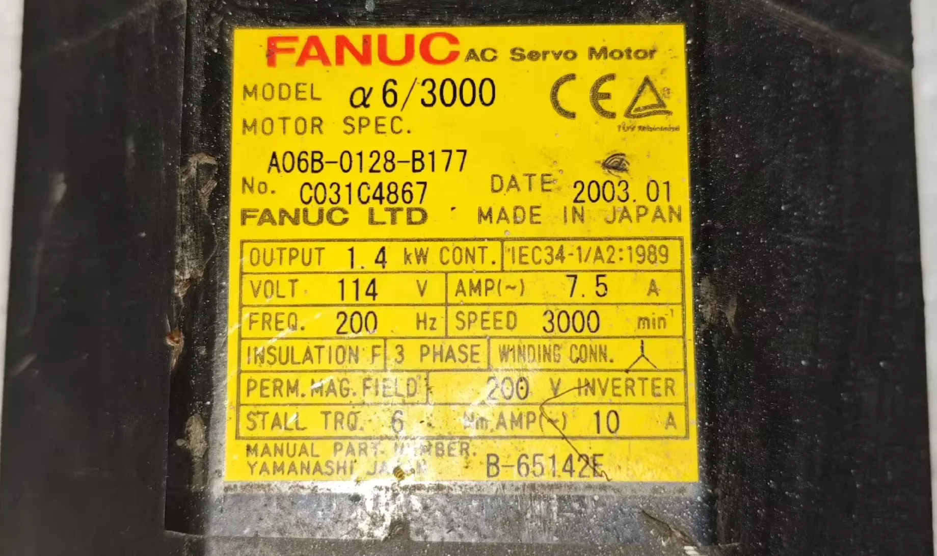 Original Genuine，A06B-0128-B177 Used Servo Motor，A06B 0128 B177，The shipment will be arranged after passing the test