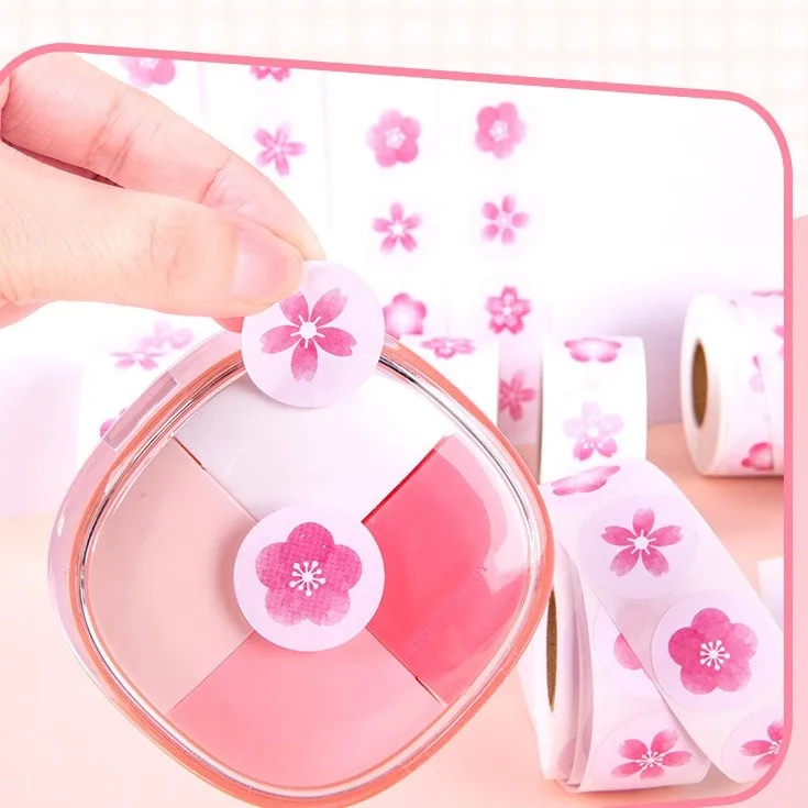 500Pcs/Roll Spring Sakura Round Seals - Self-Adhesive Labels for Rewards & Decor - Flower Stickers AnimeWorlds Store