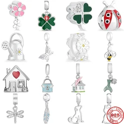 New 925 Sterling Silver Bee Butterfly Garden Pendans Hang Beads Diy Fit Original Pendant Charm Bracelet Necklace Women Jewelry