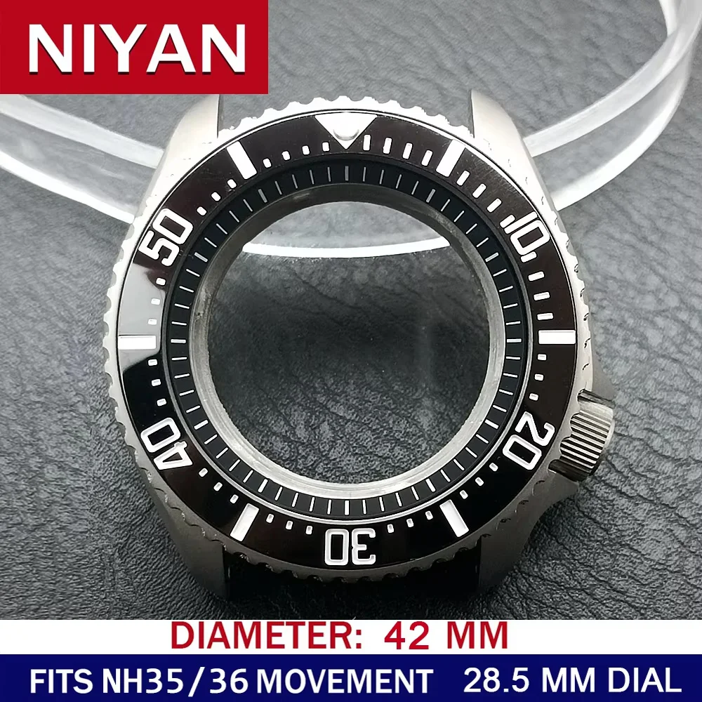 N H35 case High Quality 42mm Watches Silvery Steel Case FIT NH34 N H35 NH36 Movement Watch Box Sapphire Glass Bezel Watch