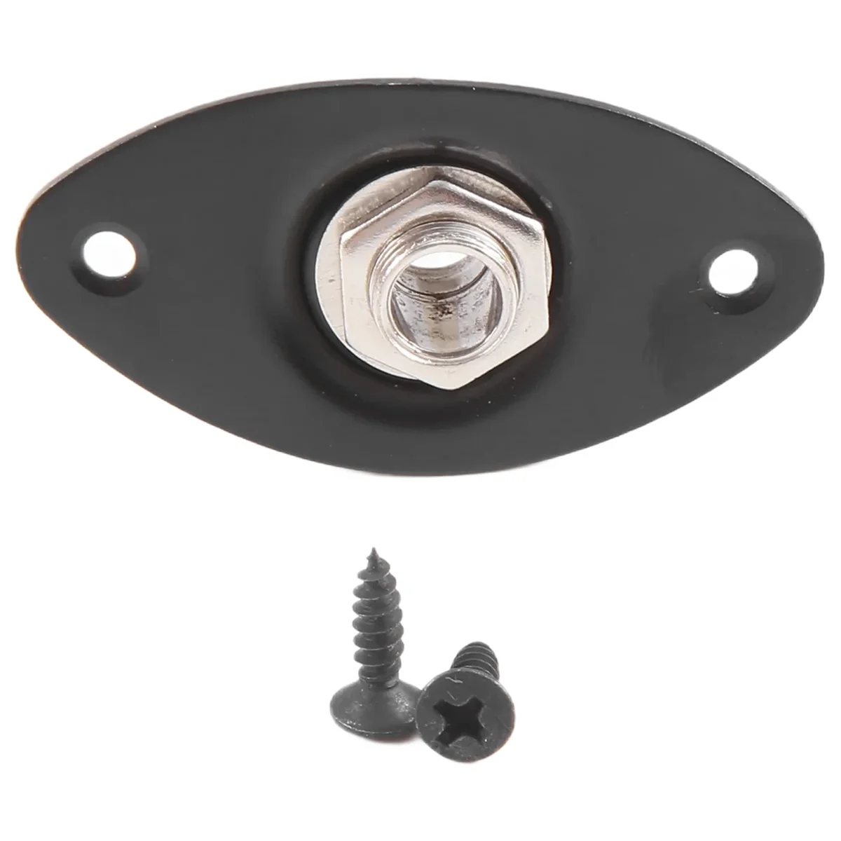 Oval Indented Guitar Jack Plate30 BK Oval Indented Guitar Jack Plate & Socket Black High Quality, 1 Pack