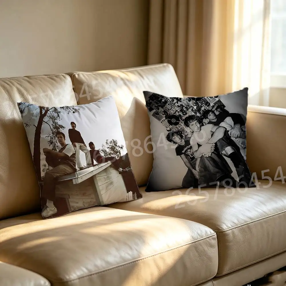 W-Wallows Band Polyester Printed Pillow Cover Square 30 35 40 45 50 55 cm Soft for Sofa Bed Car Home Decor