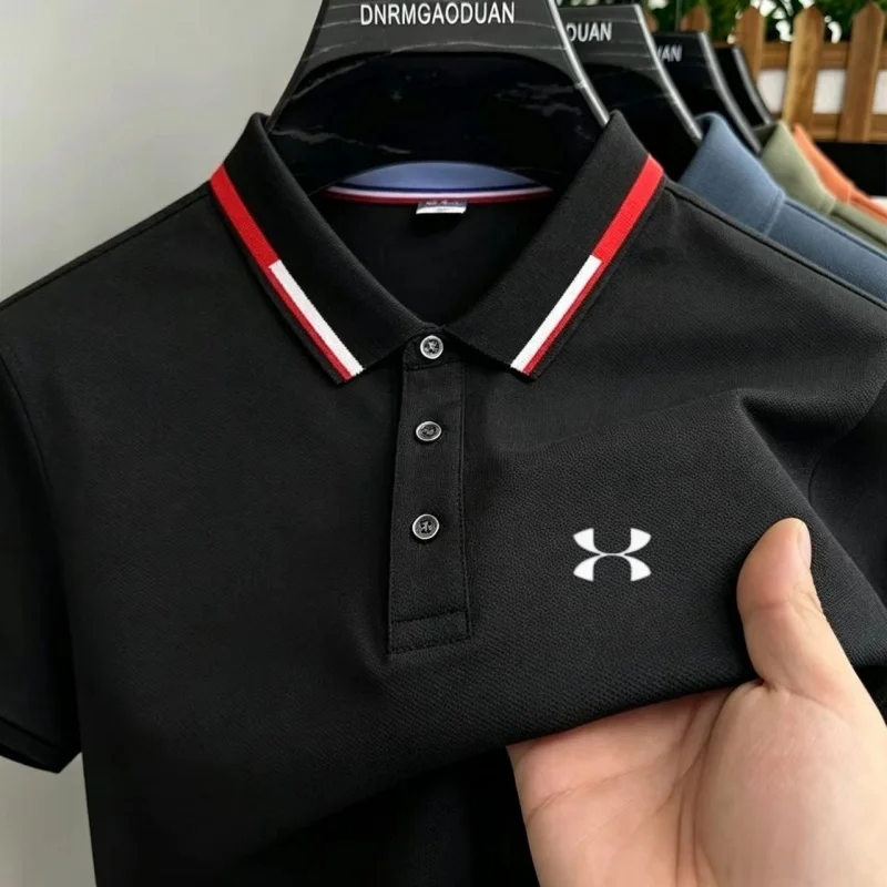 Contrast Collar Men Summer Short Sleeve Tshirt Fashion Simple Thin Quick Dry Fit Daily Commute Office Party Wardrobe Essential