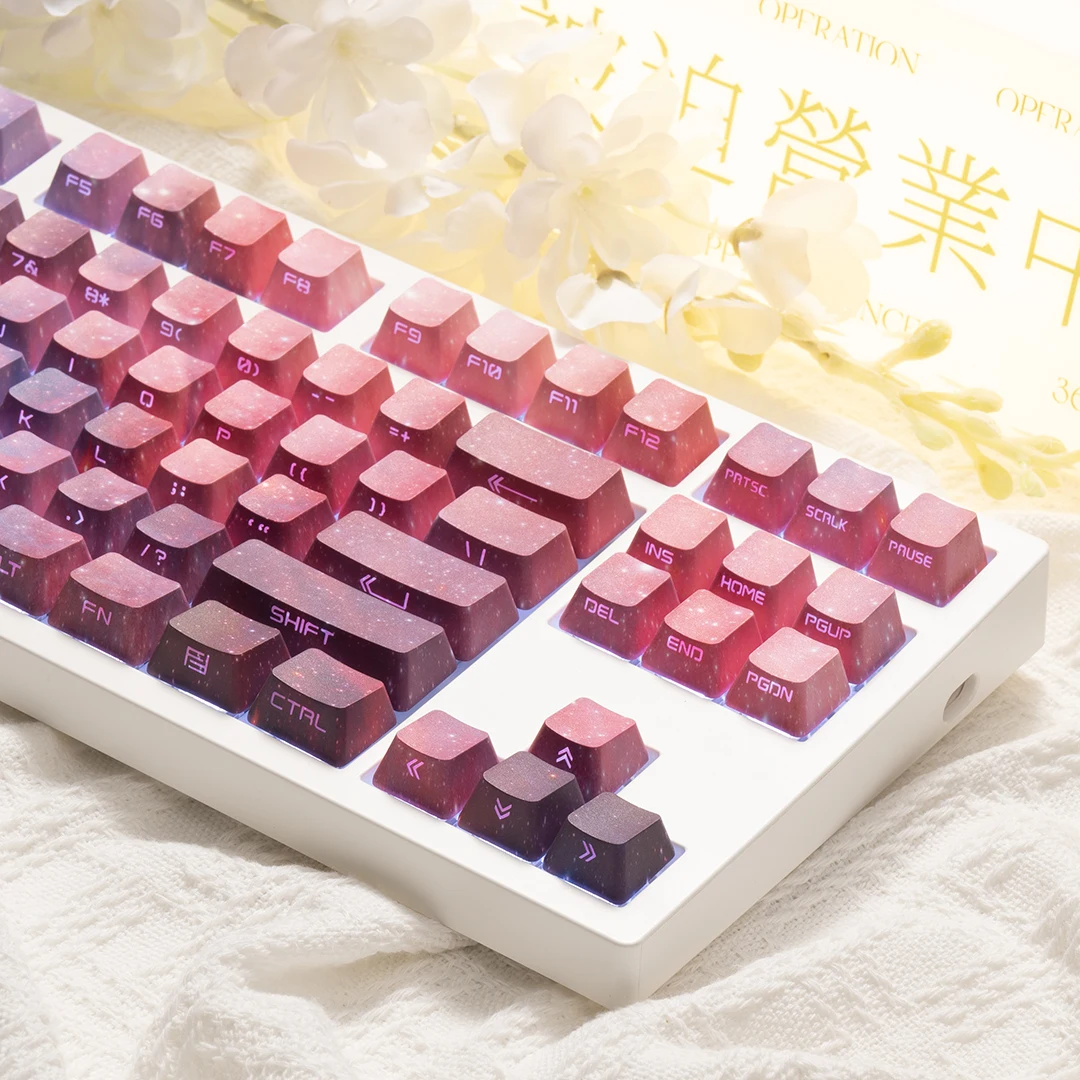 134 Keys Dreamlike Nebula Keycaps Side Light Transmission Keycap OEM Profile Backlit Caps For MX Keyboard F75 F99 RK84 GMK67 108